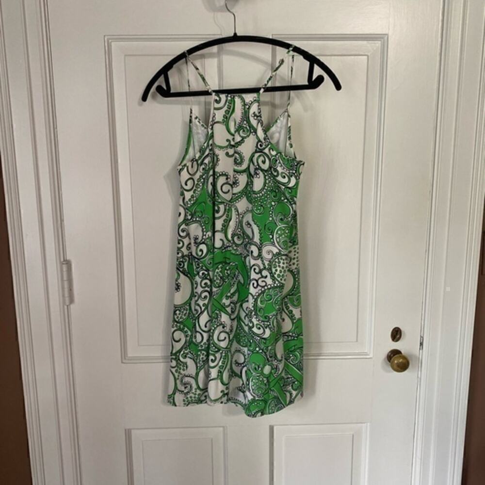 Lilly Pulitzer Shape Up or Ship Out Go Go Green Silk Sleeveless Slip Dress Small - Picture 3 of 5